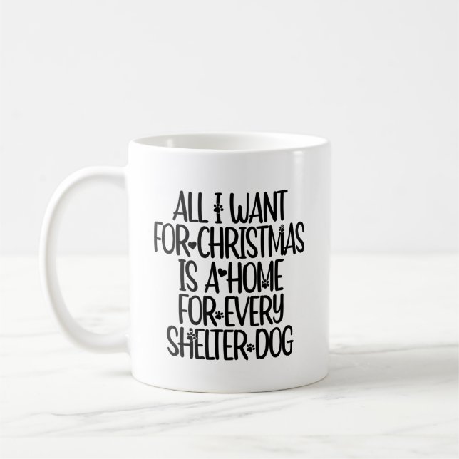 Julmugg för hundar från skyddshem kaffemugg (Vänster)
