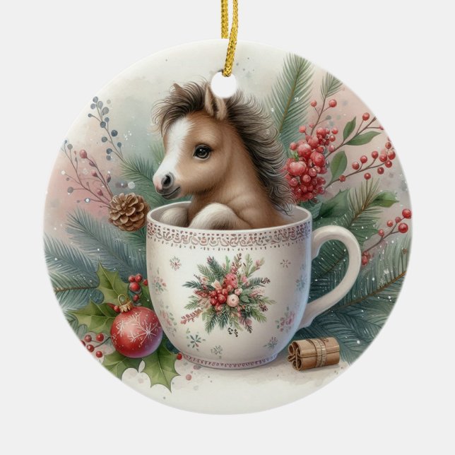Julmugg Häst Julgransprydnad Keramik (Framsidan)