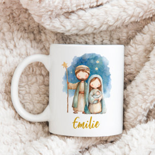 Julmugg julens första scen Heliga familjen religiö Kaffemugg