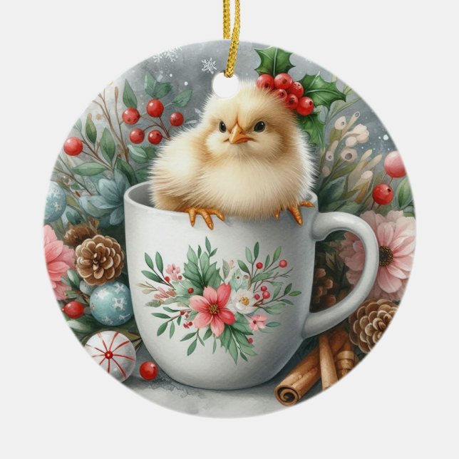 Julmugg Kyckling Julgransprydnad Keramik (Framsidan)