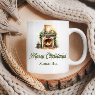 Julmugg med anpassat namn i jordnära neutral stil kaffemugg