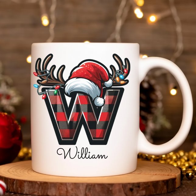 Julmugg med eget namn Present till kvinnor på helg Kaffemugg (Elegant Christmas Monogram Mug – Personalized Gift for Best Friends, Coworkers & Teachers)