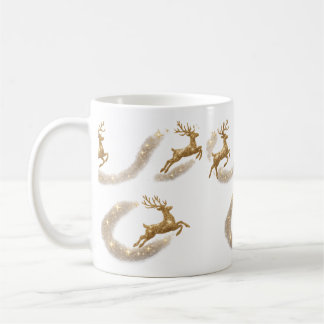 Julmugg med gyllene renar kaffemugg