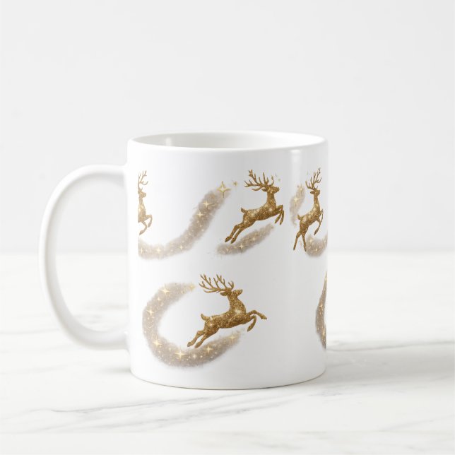 Julmugg med gyllene renar kaffemugg (Vänster)