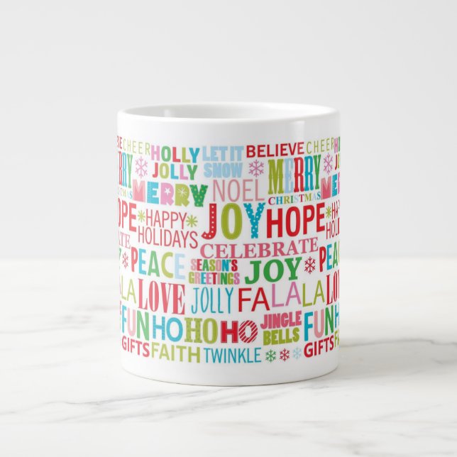 Julmugg med livlig typografi jumbo mugg (Framsidan)