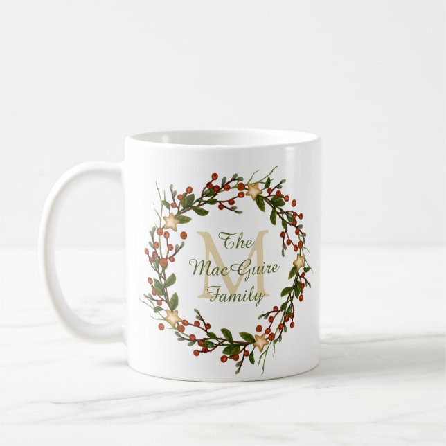 Julmugg med monogram Krans Initial Kaffemugg (Vänster)