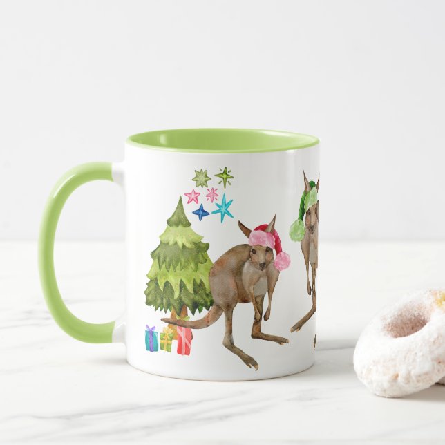 Julmugg med söt australiensisk känguru mugg (Med munk)