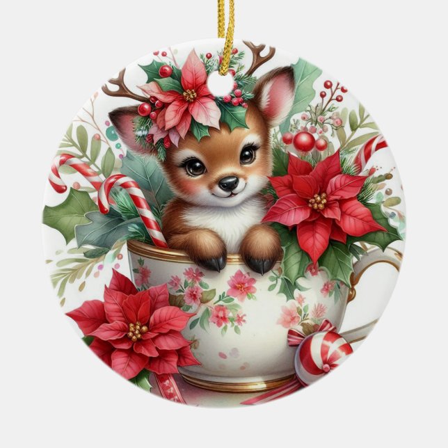 Julmugg Rennar 6 Julgransprydnad Keramik (Framsidan)