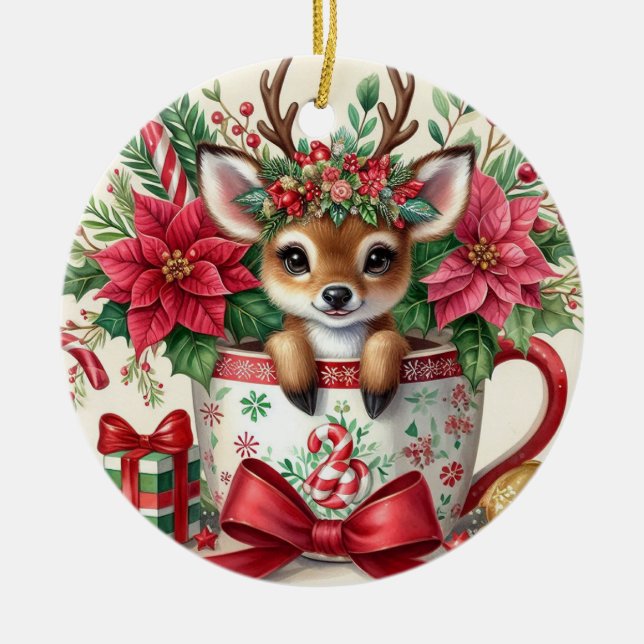 Julmugg Rödräv 2 Julgransprydnad Keramik (Framsidan)