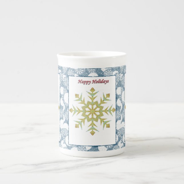 Julmugg, Snöflinga, God Jul Benporslin Mugg (Framsidan)