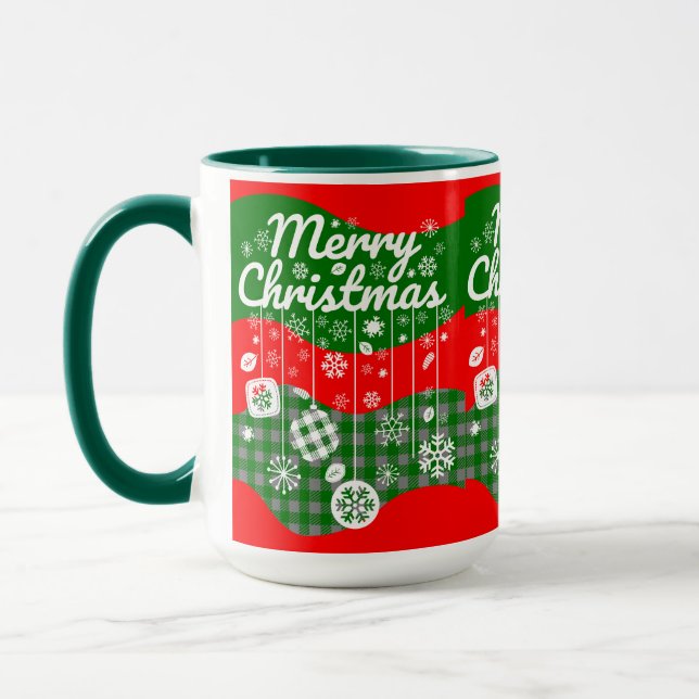 Julmugg – Vita Ornament & God Jul  Mugg (Vänster)