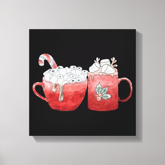 Julmuggar med marshmallows canvastryck (Framsida)