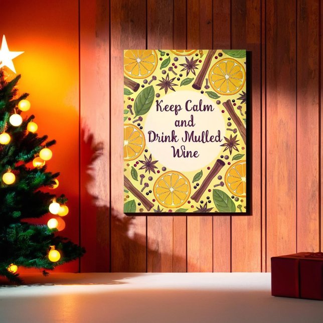 Julmullad gult i vin, kryddig poster (Christmas mulled wine spicy yellow poster)