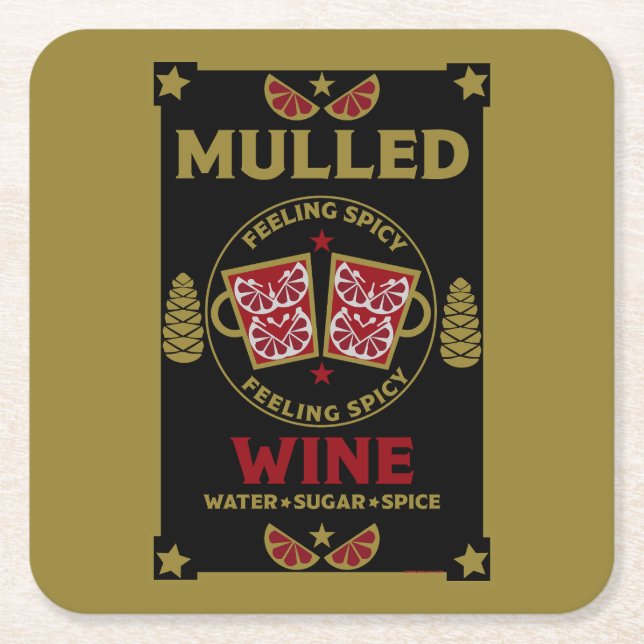 Julmullad Red Vin Underlägg Papper Kvadrat (Framsidan)