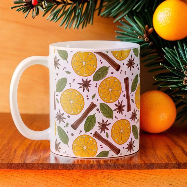 Julmullad vin-kryddig vit kaffemugg (Christmas mulled wine spicy white coffee mug)