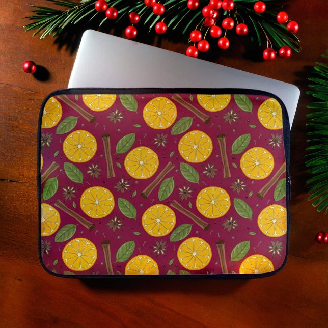 Julmullad vin-kryddig vit laptop fodral (Christmas mulled wine spicy white laptop sleeve)
