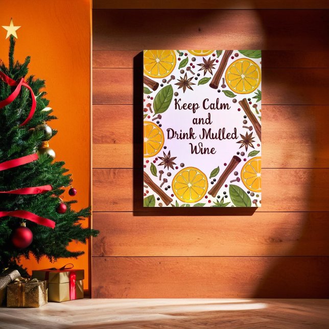 Julmullad vin-kryddig vit poster (Christmas mulled wine spicy white poster)