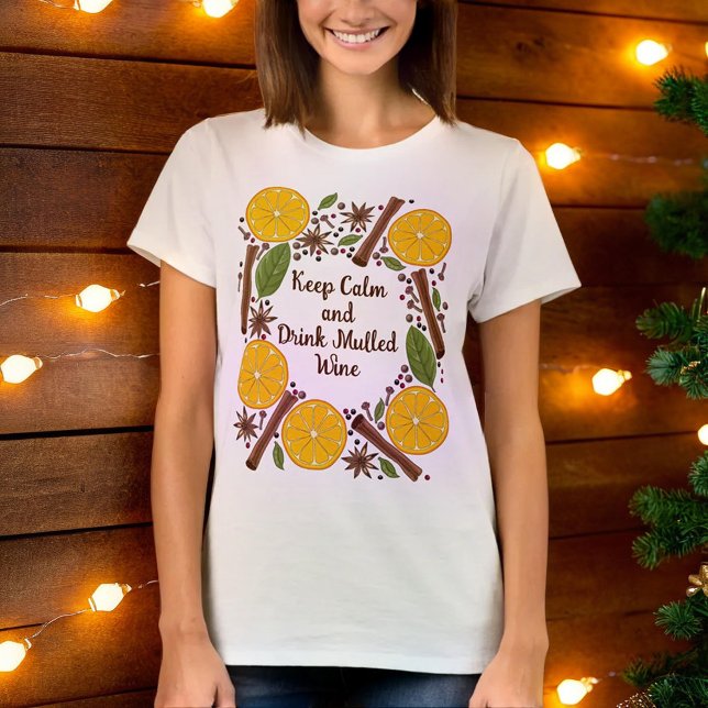 Julmullad vin-kryddig vit t shirt (Christmas mulled wine spicy white T-Shirt)