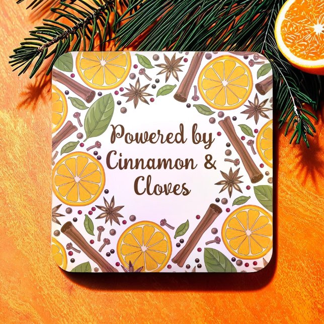 Julmullad vin-kryddig vit underlägg papper kvadrat (Christmas mulled wine spicy white square paper coaster)