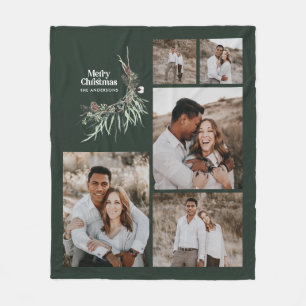 Julmultifoto, botaniskt mörk grönt. fleecefilt