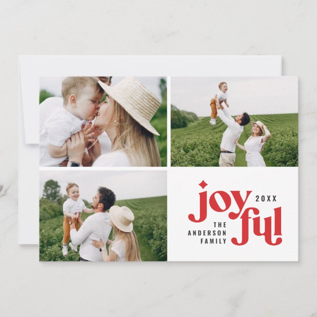 Julmultifotomodern typografi julkort (Framsida)