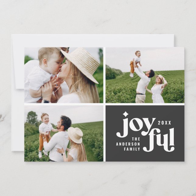 Julmultifotomodern typografi julkort (Framsida)