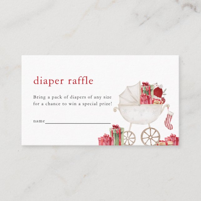 Julmunterhet - babyskåpa - Diaper Raffle Card Placeringskort (Framsida)