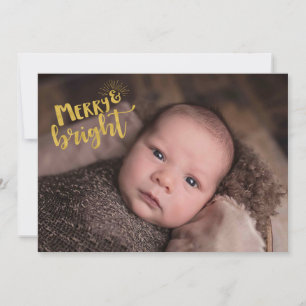 Julmunterhet Bright Gold Foil Typography Photo Julkort