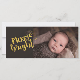Julmunterhet Bright Gold Foil Typography Photo Julkort