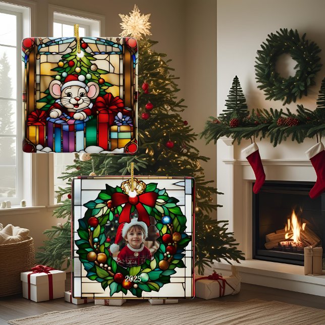 Julmus i Presenter Faux-lagat glas Julgransprydnad Keramik (Skapare uppladdad)