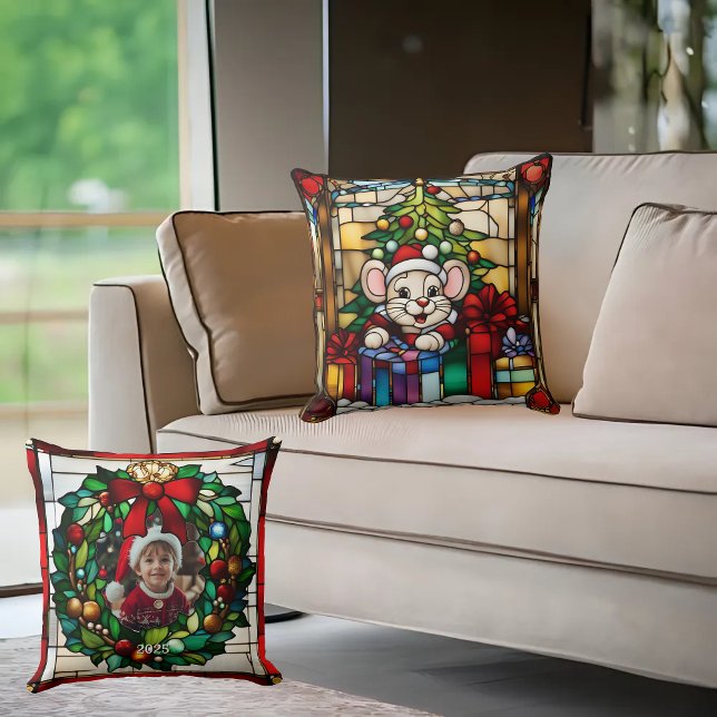 Julmus i Presenter Faux-lagat glas Kudde (Skapare uppladdad)