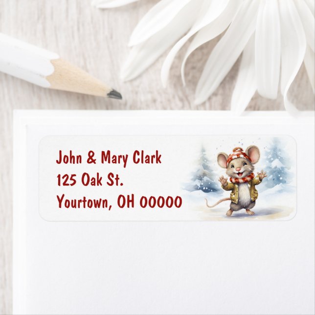 Julmus i Snöflingor Returadress Etikett (Insitu)