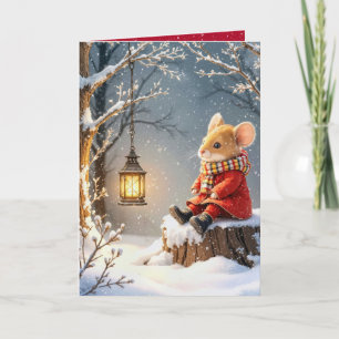 Julmus och skogsmark i Snöflingor Kort