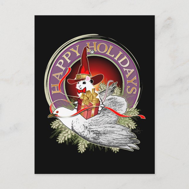 Julmus på Vingarna på en duva Helg Vykort (Framsida)