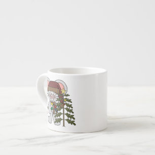 Julmus som dekorerar träd espressomugg