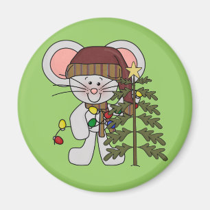 Julmus som dekorerar träd magnet