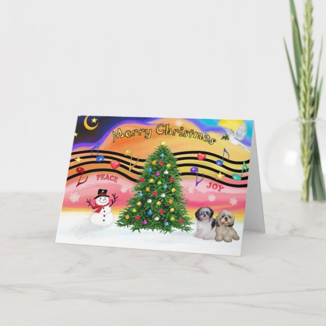 Julmusik 2 - Shih Tzu (Pair 2) Helgkort (Framsida)