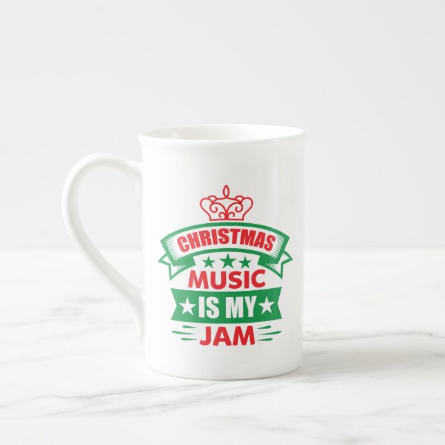 Julmusik är min grej-86254 benporslin mugg (Vänster)