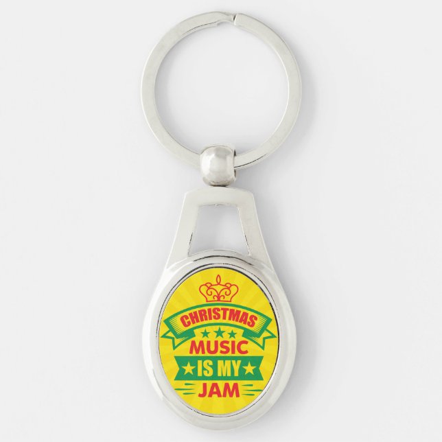 Julmusik är min grej-86254 ovalt silverfärgad nyckelring (Framsidan)