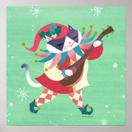 Julmusik - Elf Cat Art Skriv ut Poster