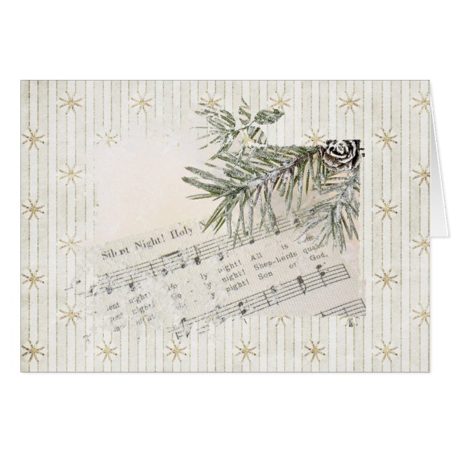 Julmusik med guld snöflingor hälsningskort (Framsidan Horizontal)