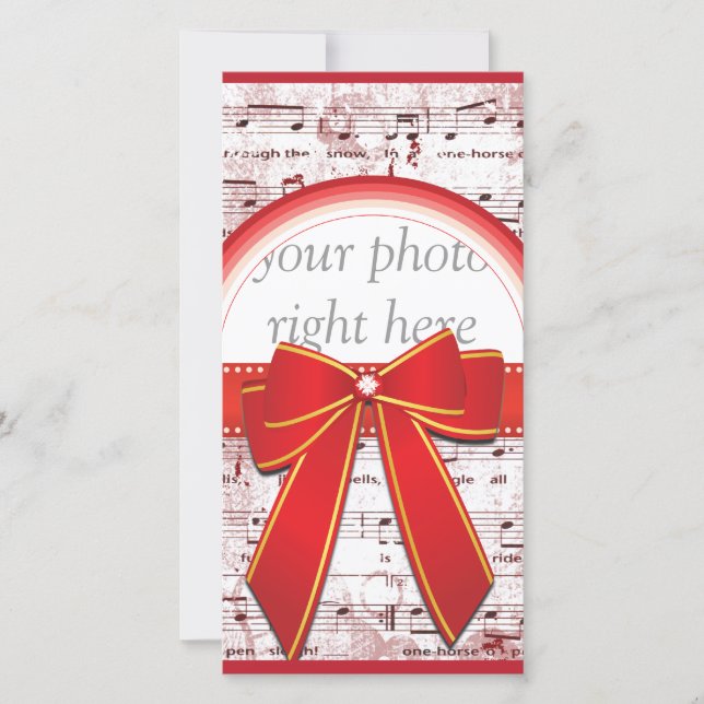 Julmusik med rött banderoll julkort (Framsida)