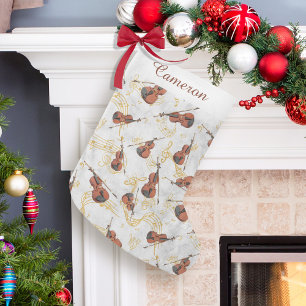 Julmusik Violins Guld Musik noter Namn Liten Julstrumpa