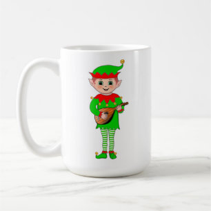 Julmusikalisk tomte med monogram kaffemugg