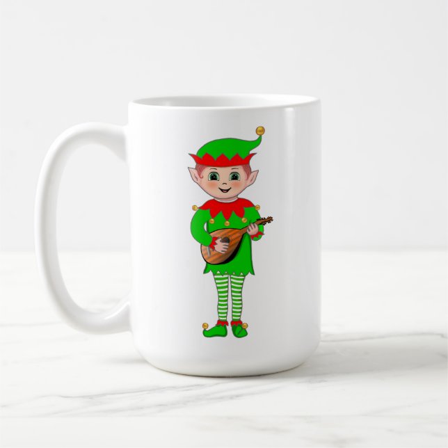 Julmusikalisk tomte med monogram kaffemugg (Vänster)