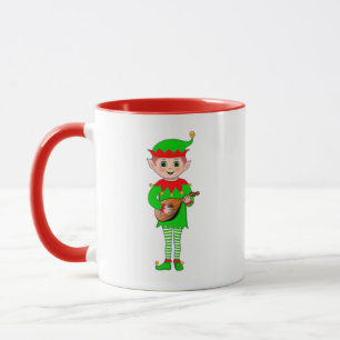 Julmusikalisk tomte med monogram mugg