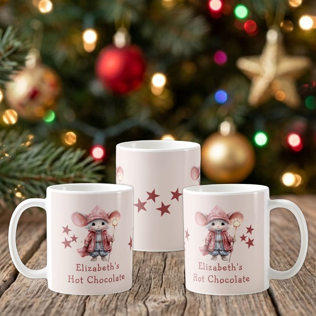 Julnamn mus rosa varm choklad mugg (Skapare uppladdad)