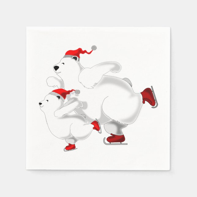 Julnapkins med Lycklig Bear Family Pappersservett (Framsidan)