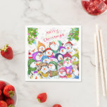 Julnapkins med Lycklig Snowmans Party Pappersservett<br><div class="desc">Napkins med Lycklig Snowmans God jul Party Funny Teckning Tecknad Firande - Välj / lägg till din unika text / teckensnitt / Färg - Gör din Snögubbearna gåva - Ändra storlek och flytta eller ta bort och lägg till Speciellare / bild med anpassning inslag ! - Teckning och MJÖLKS utformning....</div>