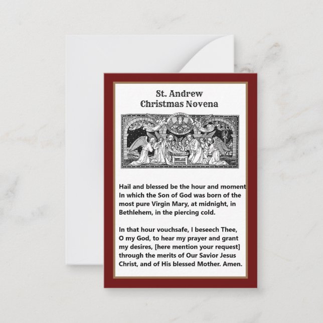 Julnatitivitet St. Andrew Novena Prayer Card Anteckningskort (Framsida)